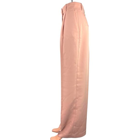 NEW Mango Pink High Rise Front Pleated Business Career Wide Leg Dress Pants 2 - Picture 2 of 5